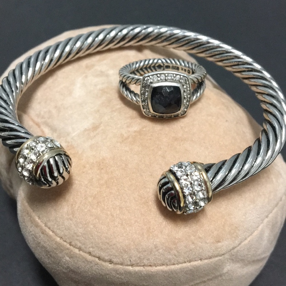 ❌SOLD❌DAVID YURMAN PETITE BLACK ONYX DIAMOND RING - Picture 5 of 6
